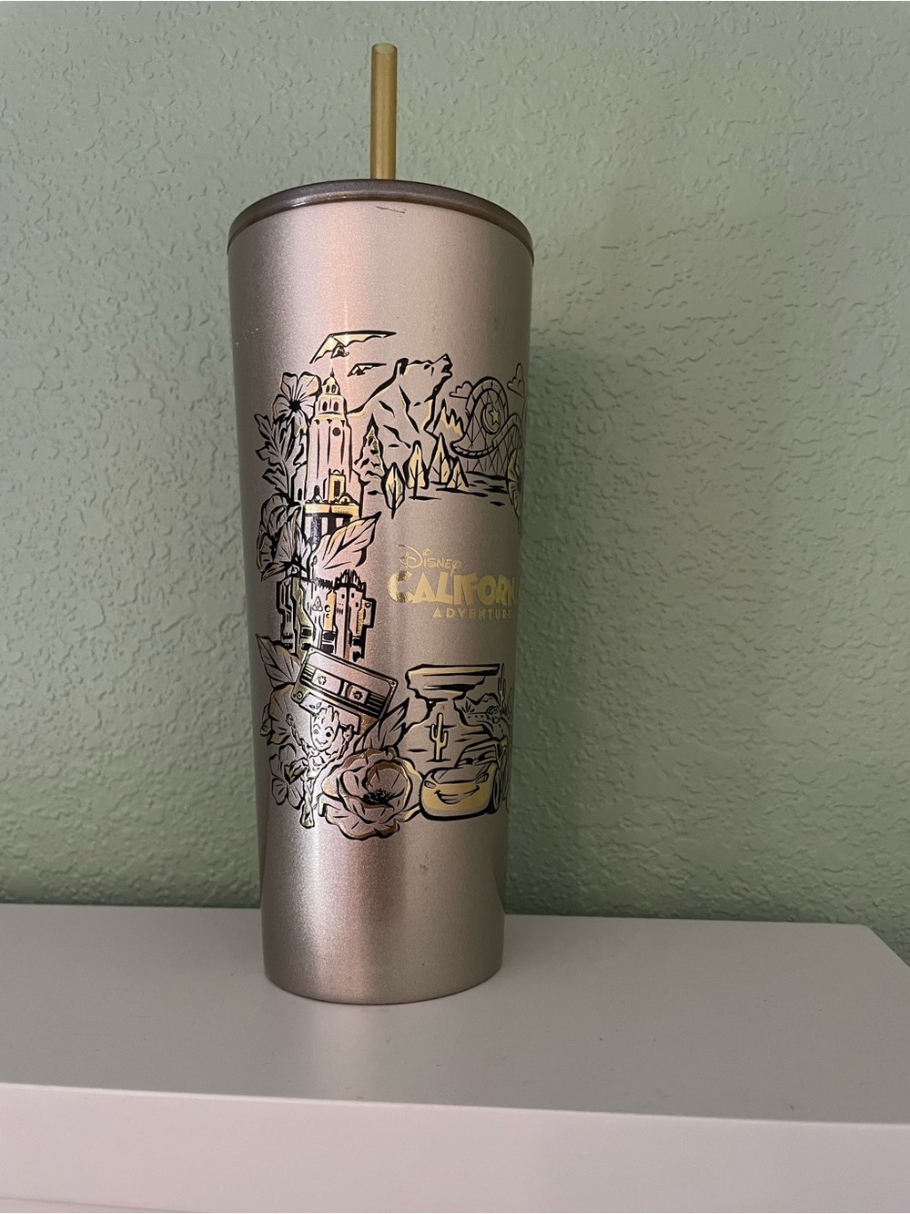Disney California Adventure Starbucks Metallic Rose Gold Travel Tumbler